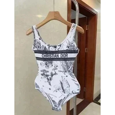 Christian Dior Black and White Printed Bodysuit