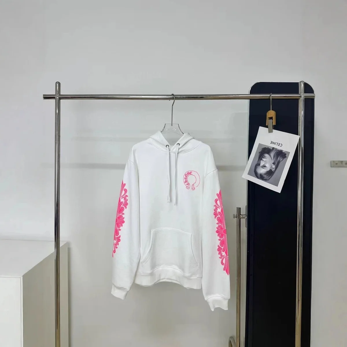 Celine White Pink Floral Hoodie