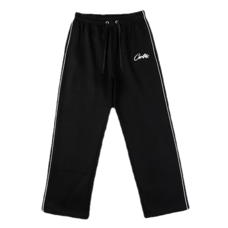Corteiz Black with White Stripes Sweatpants