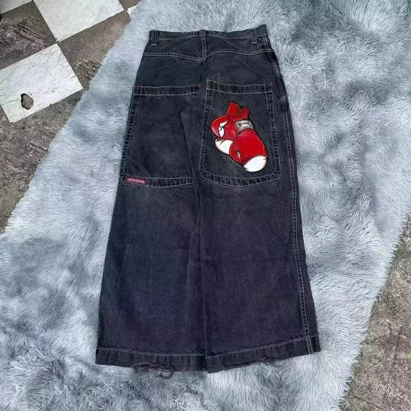 ECKO UNLTD Black Denim Skirt with Red Boxing Glove Patch