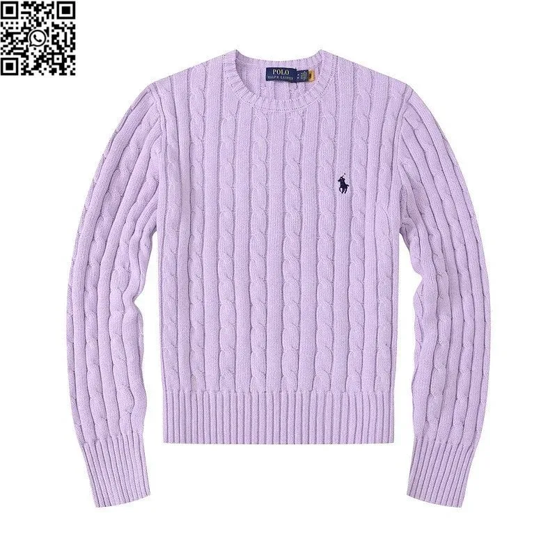 Polo Ralph Lauren Women's Classic Logo Lavender Cable Knit Sweater