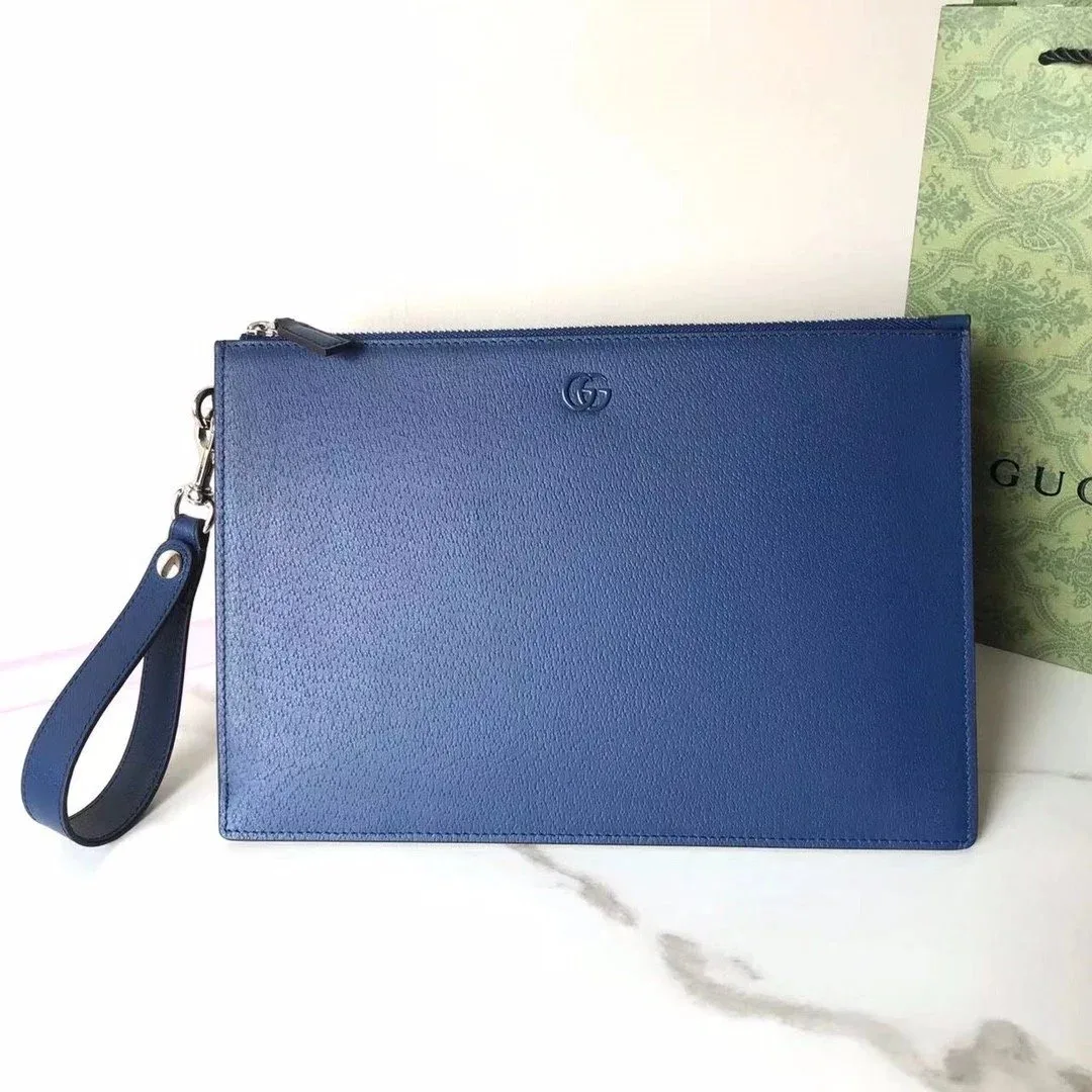Gucci Interlocking G Blue Leather Pouch