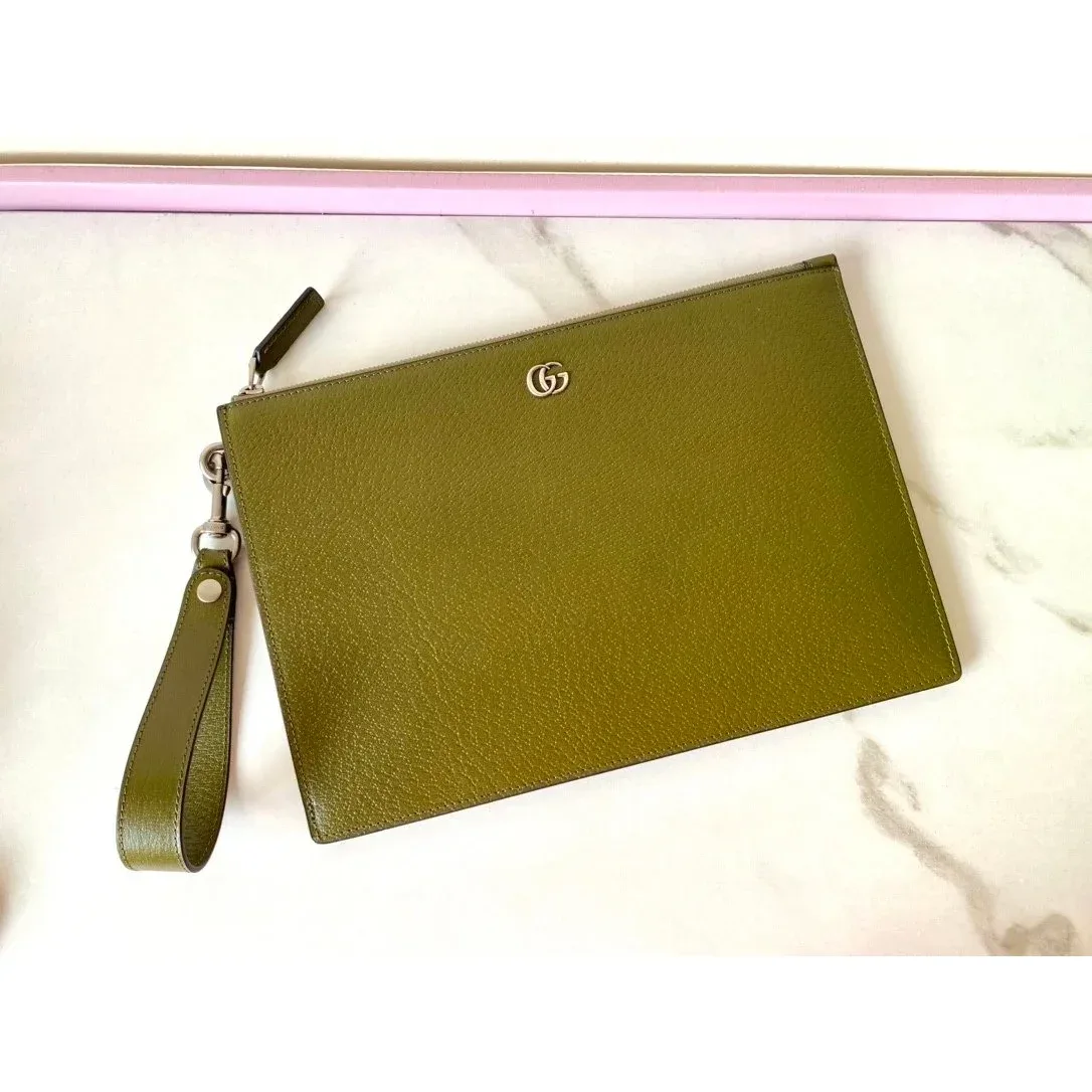 Gucci Interlocking G Olive Green Clutch Bag